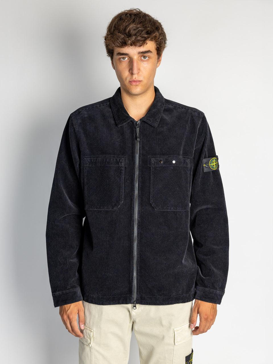 STONE ISLAND Overshirt in Velluto a Coste Blu