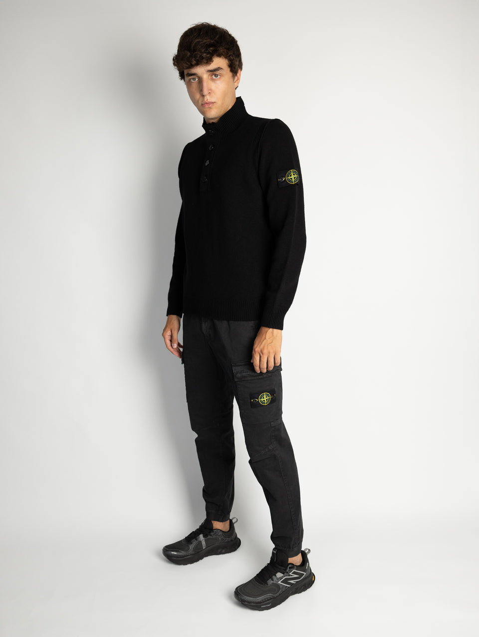 STONE ISLAND Pantaloni Cargo Con Elastico Nero