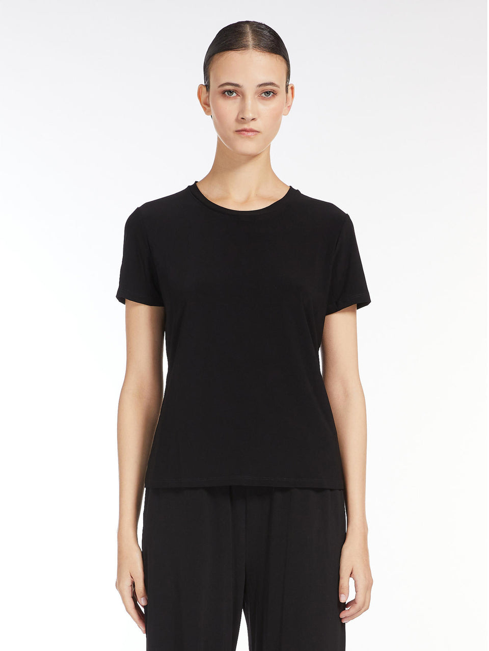 MAX MARA LEISURE T-shirt in Jersey Stretch Bugia Nero