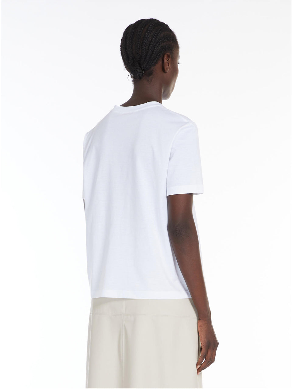 MAX MARA LEISURE T-shirt Maniche Corte Con Logo In Rilievo Bianco