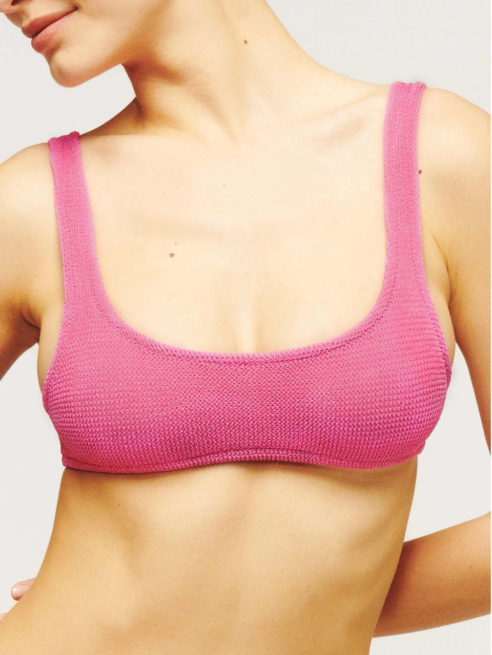 MC2 SAINT BARTH Top da Bagno Increspato Lurex Fucsia