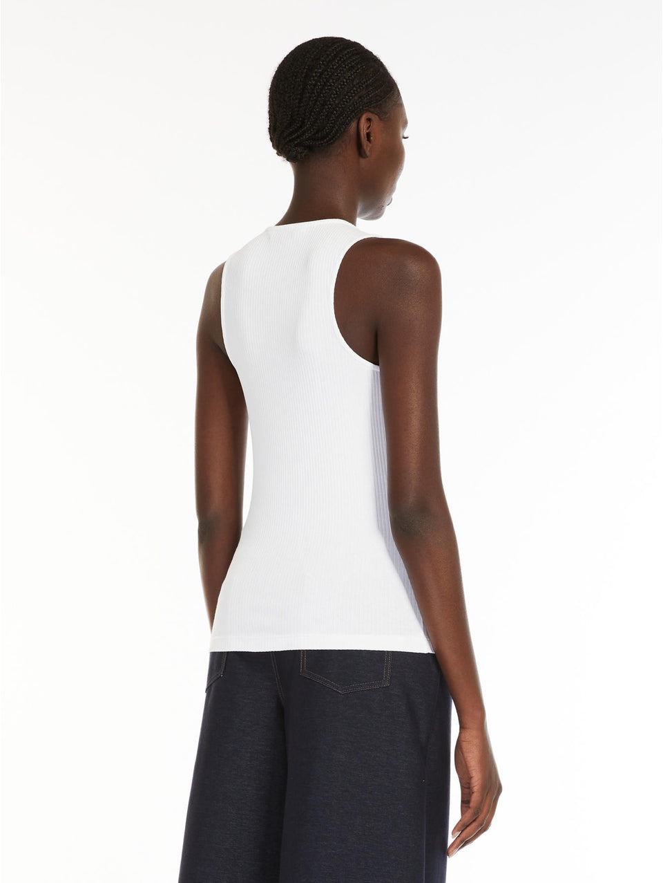 MAX MARA LEISURE Top Senza Maniche A Costine Bianco