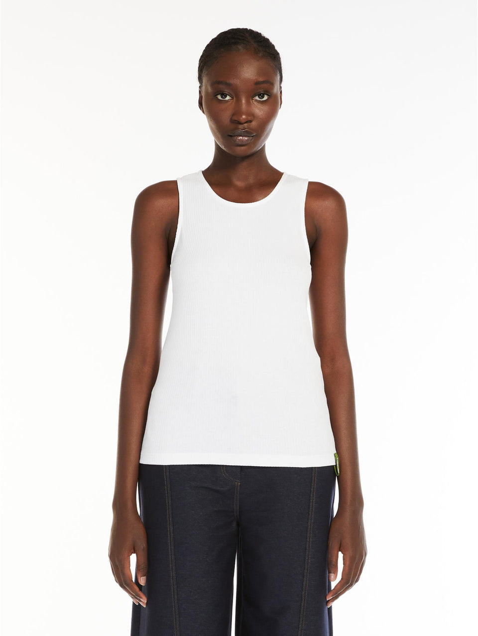 MAX MARA LEISURE Top Senza Maniche a Costine Bianco