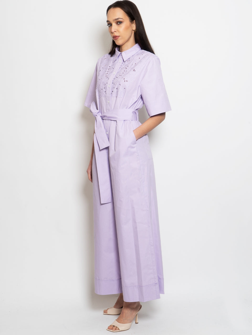 P.A.R.O.S.H. Tuta Con Decorazione Punto Inglese Lilla