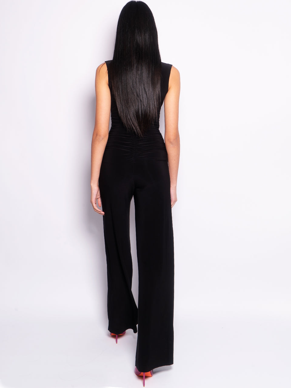 NORMA KAMALI Tuta Con Scollo A V Con Drappeggio Nero