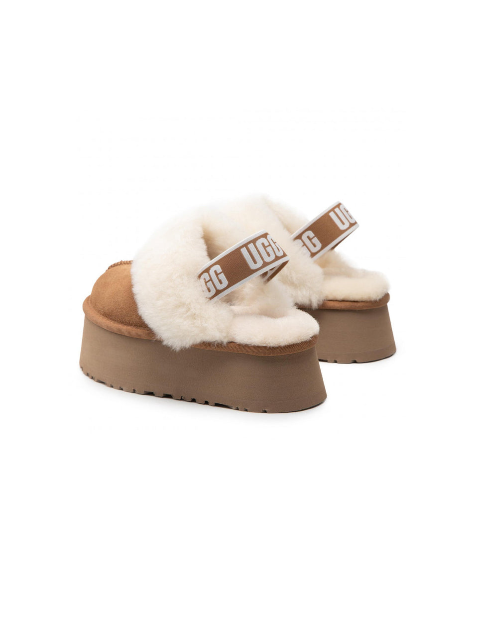 UGG Ciabatte Con Elastico In Montone Castagna