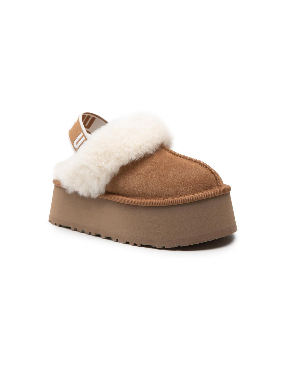 UGG Ciabatte Con Elastico In Montone Castagna