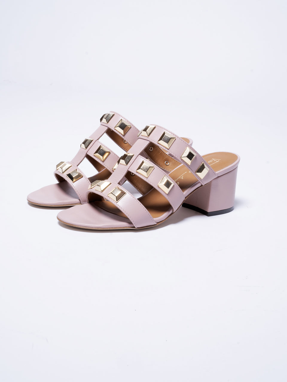 VIA ROMA 15 Sabot Con Fasce E Borchie Rosa