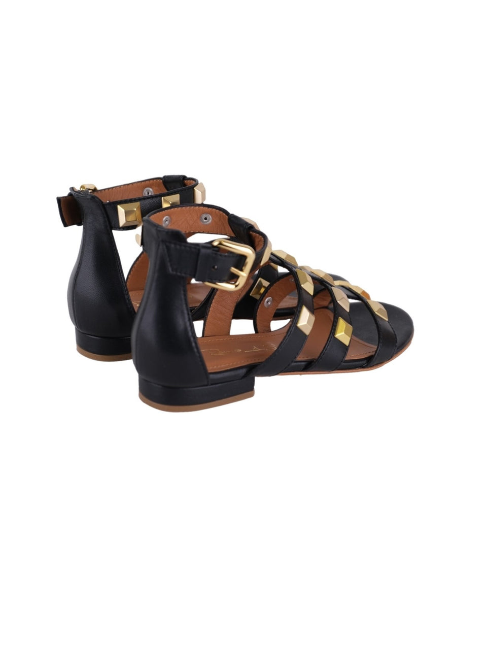 VIA ROMA 15 Sandali Con Fasce E Borchie Nero