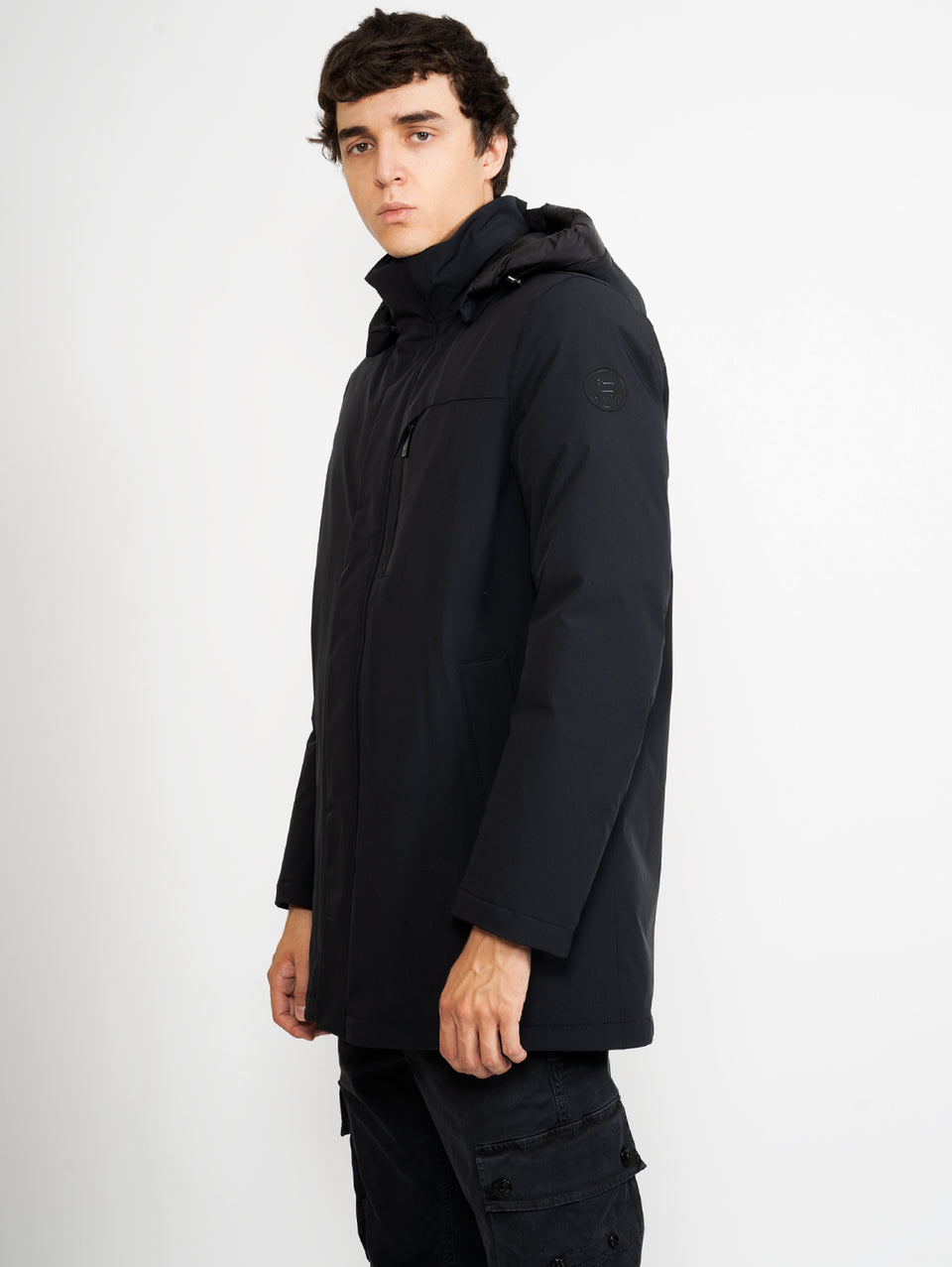 WOOLRICH Parka Mountain In Tessuto Stretch Nero