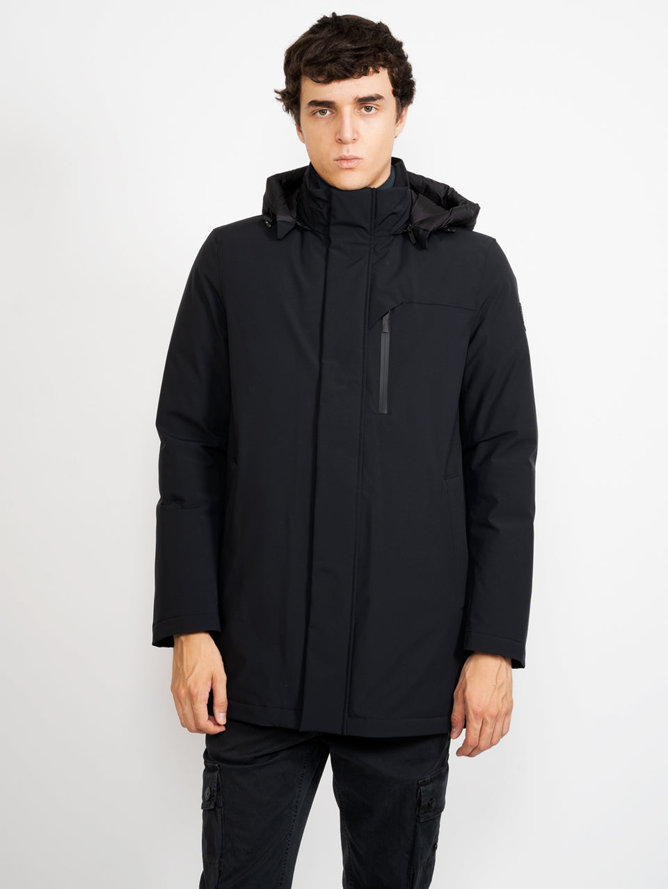 WOOLRICH Parka Mountain in Tessuto Stretch Nero