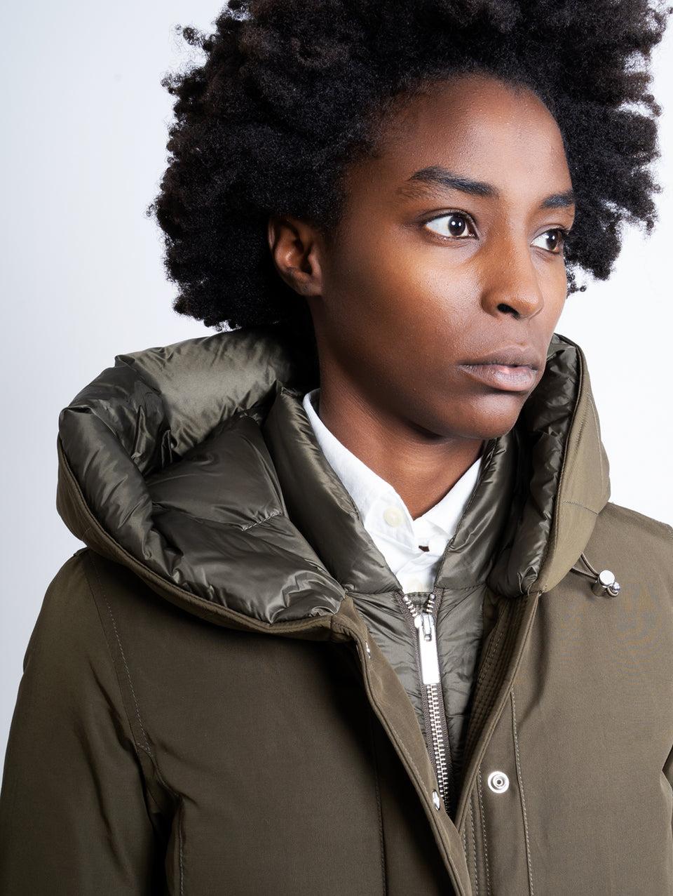 WOOLRICH Parka Weoka In Ottoman Verde Scuro