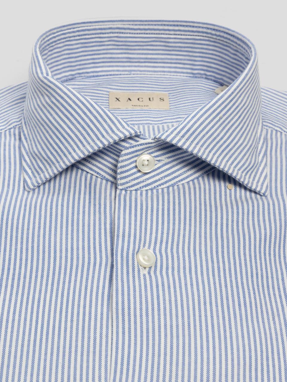 XACUS Camicia A Righe In Cotone Blu/Bianco