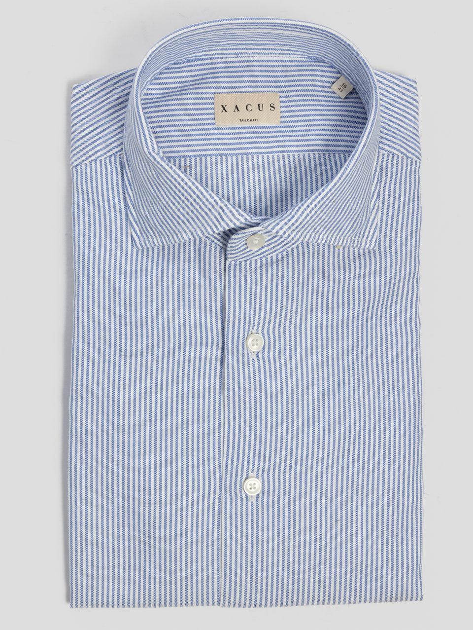 XACUS Camicia a Righe in Cotone Blu/Bianco