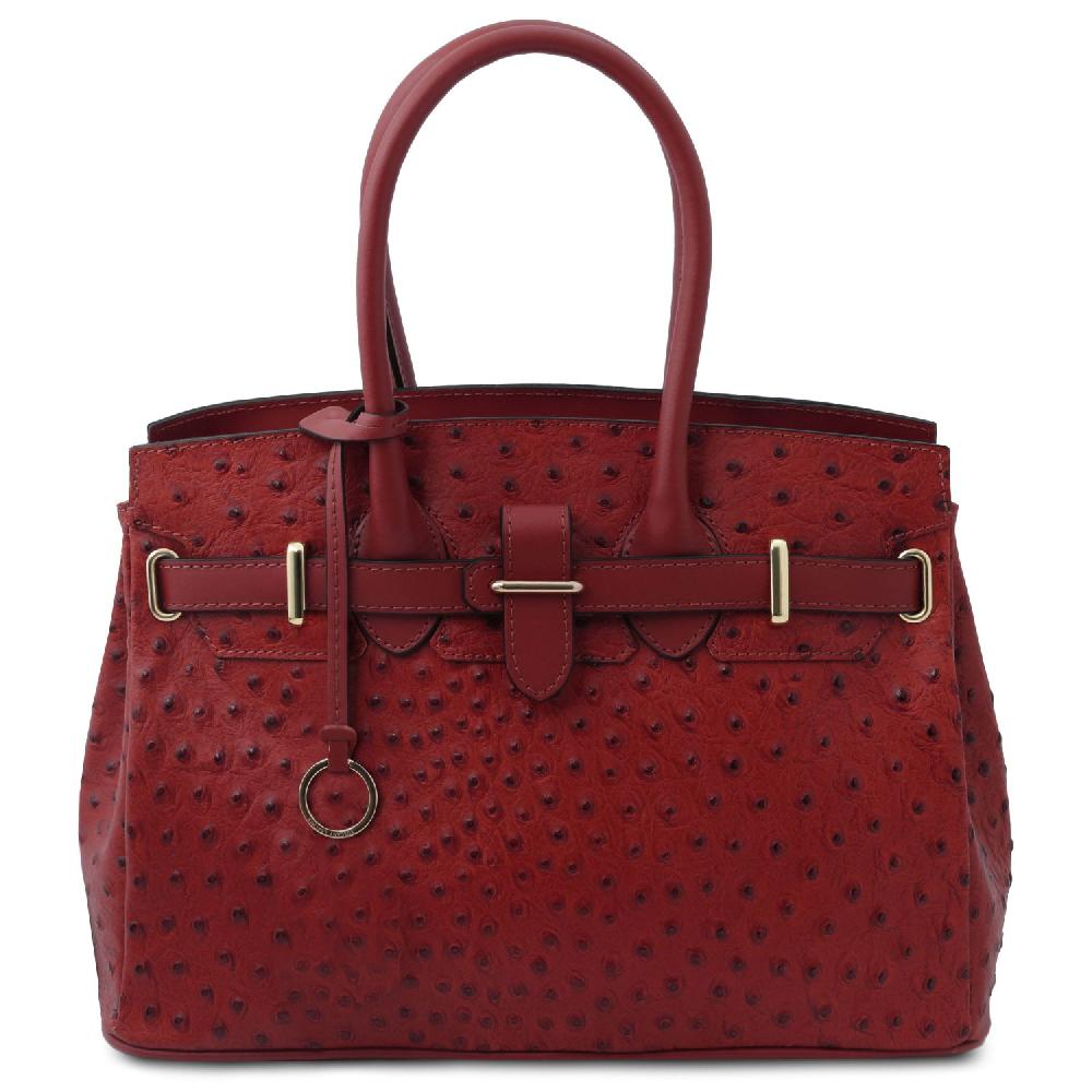 Tuscany Leather Borsa a Mano in Pelle Stampata Effetto Struzzo