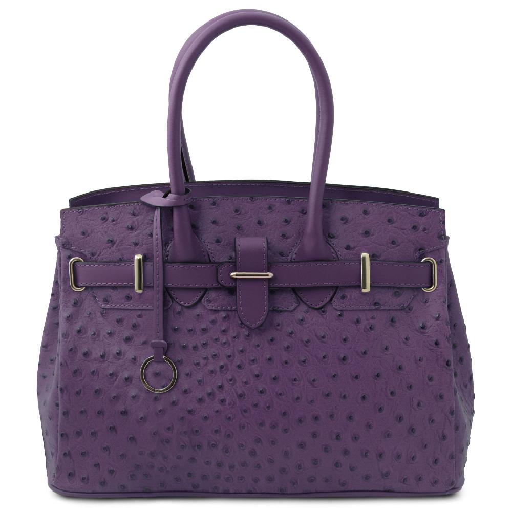 Tuscany Leather Borsa a Mano in Pelle Stampata Effetto Struzzo