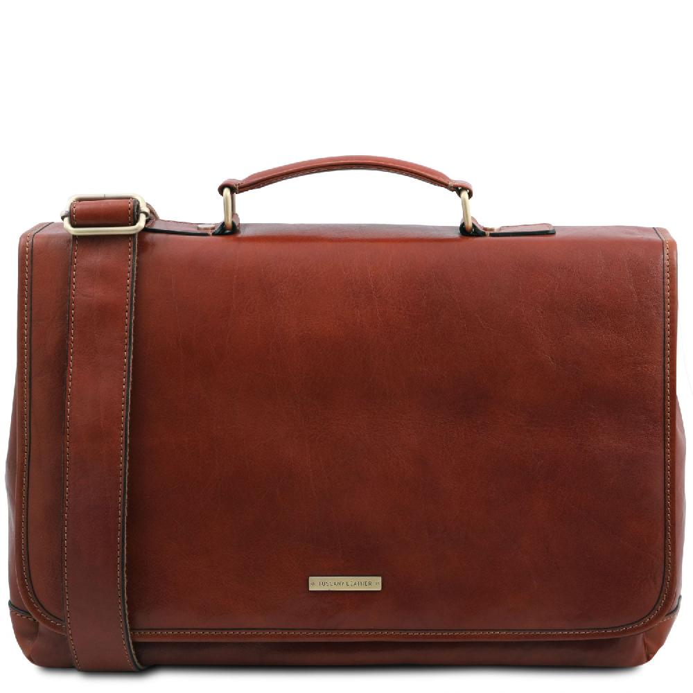 Tuscany Leather Borsa da Lavoro TL SMART Multiscomparto in Pelle con Pattella