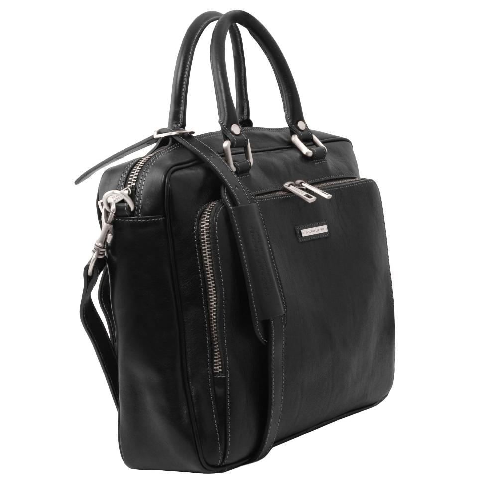 Tuscany Leather Borsa Porta Computer Da Lavoro Con Tasca Frontale In Pelle