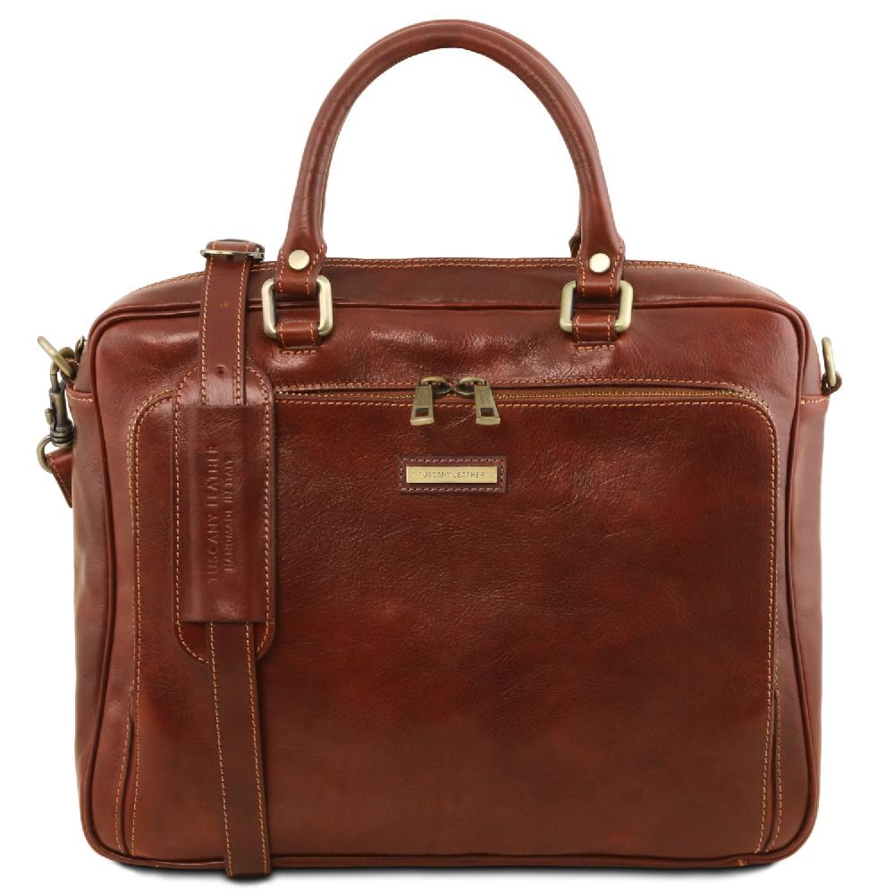 Tuscany Leather Borsa Porta Computer Da Lavoro Con Tasca Frontale In Pelle
