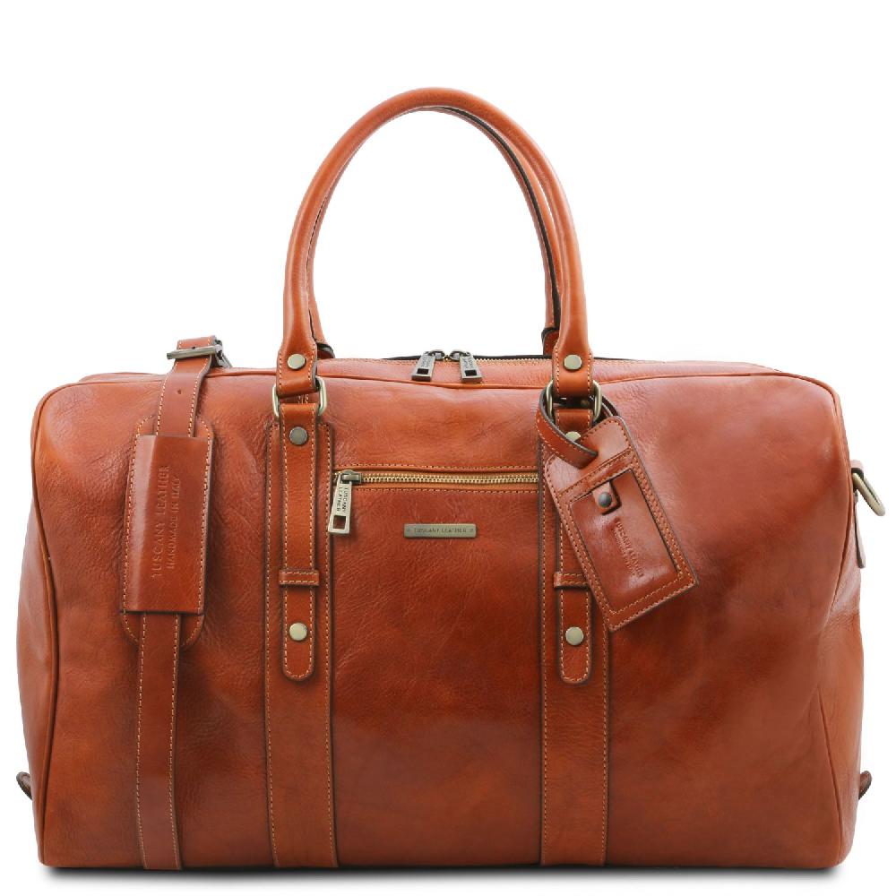 Tuscany Leather Borsone da Viaggio in Pelle con Tasca Frontale