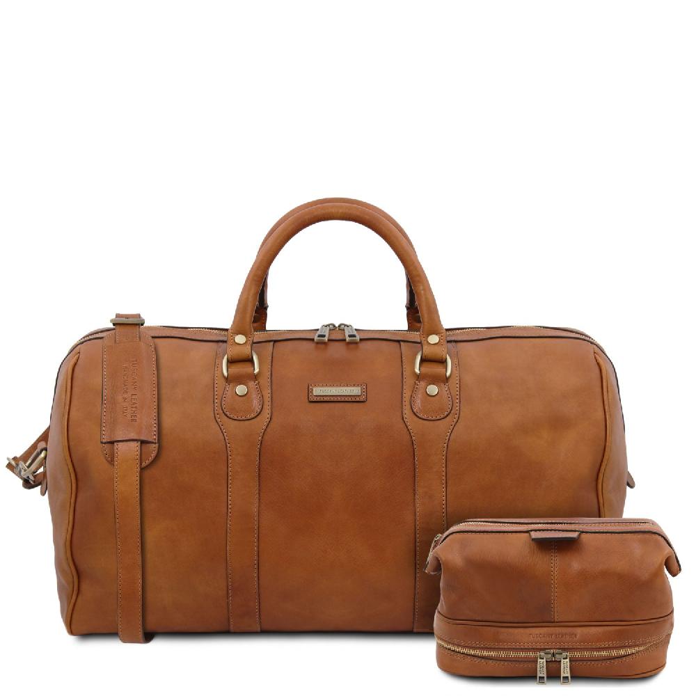 Tuscany Leather Borsone Da Viaggio In Pelle E Beauty Case In Pelle