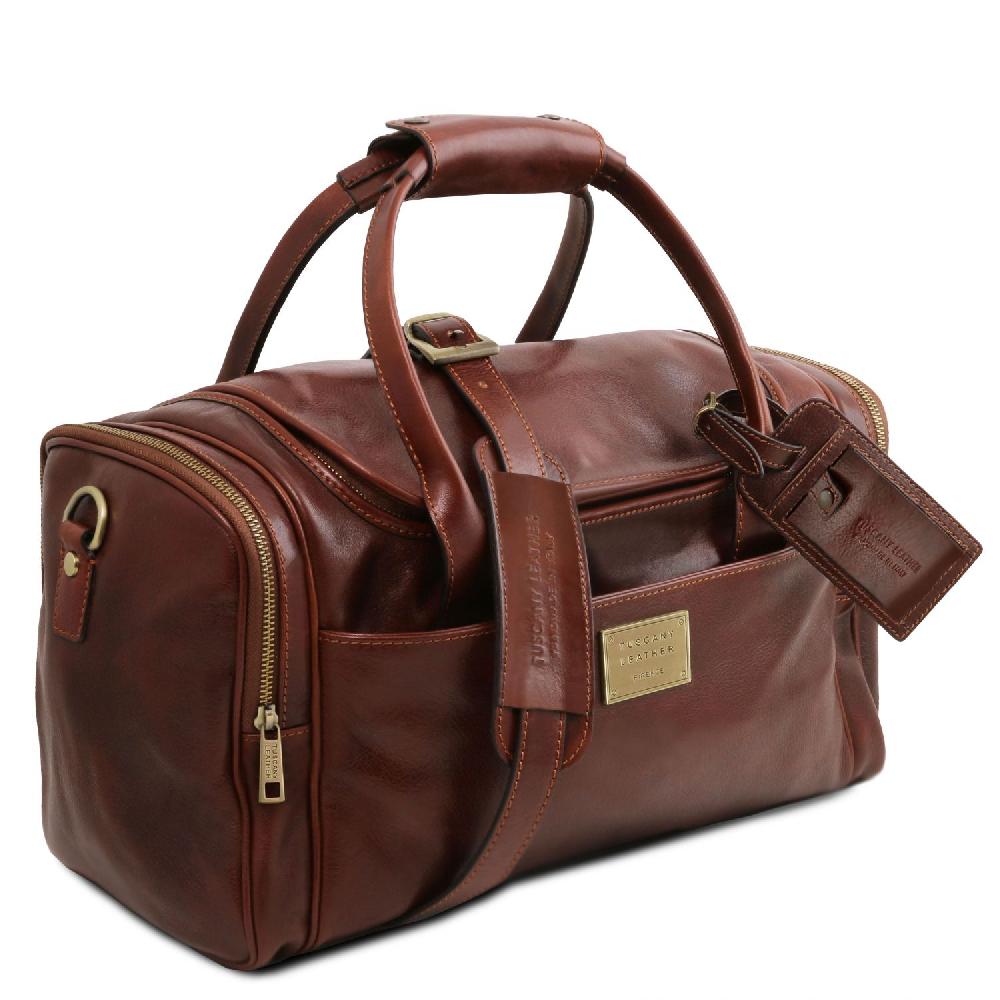 Tuscany Leather Borsone Viaggio In Pelle Con Tasche Laterali