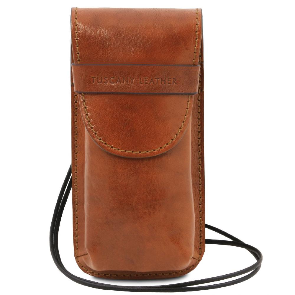 Tuscany Leather Esclusivo Portaocchiali/Portacellulare A Tracolla In Pelle Misura Grande