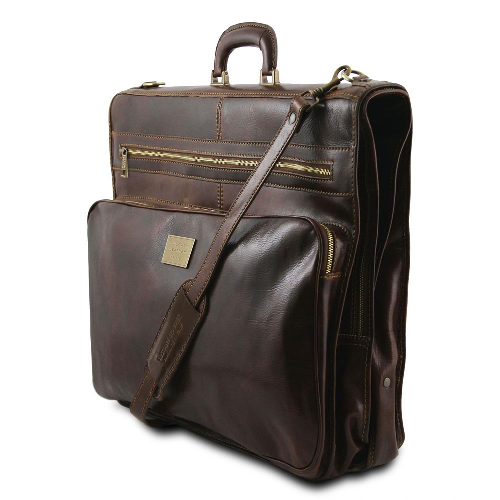 Tuscany Leather Porta Abiti In Pelle Con Tascone Davanti