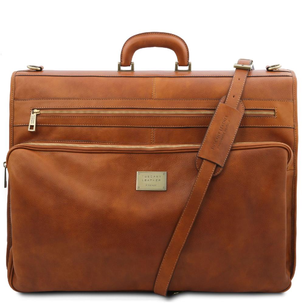 Tuscany Leather Porta Abiti in Pelle con Tascone Davanti