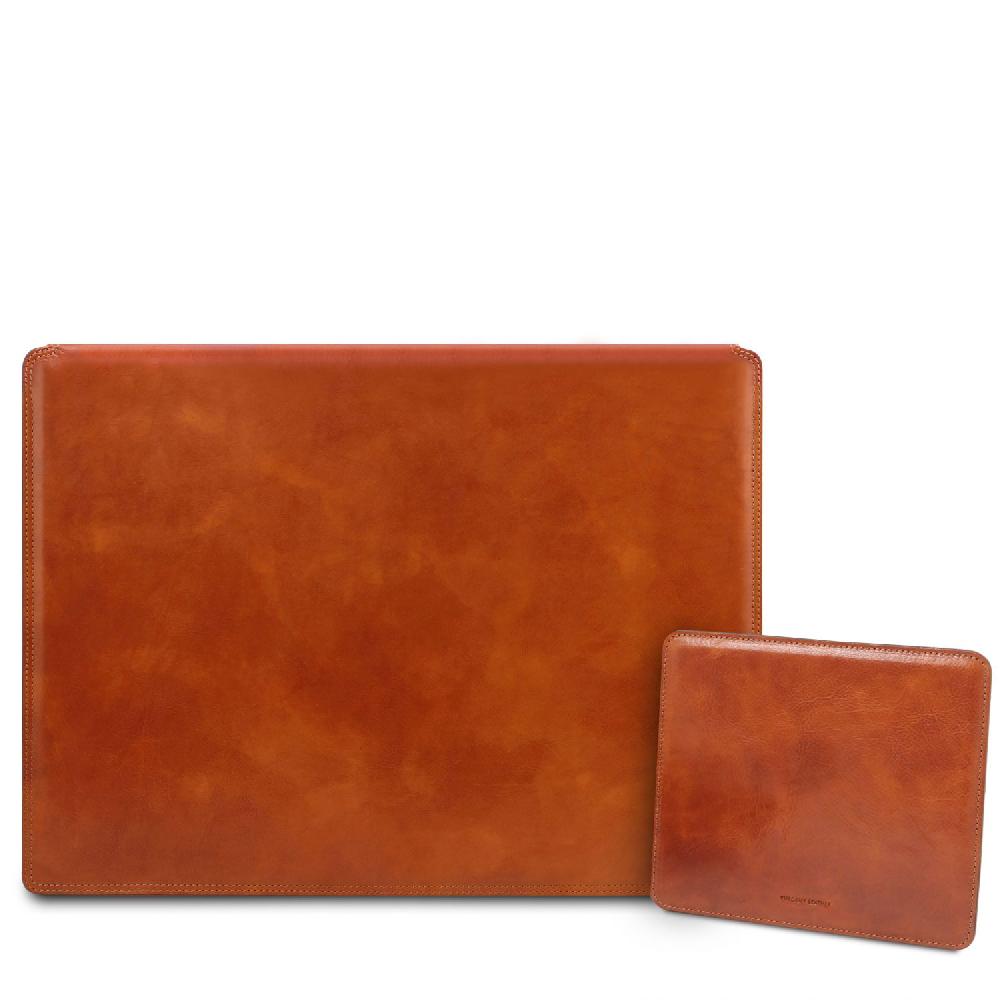 Tuscany Leather Sottomano da Scrivania con Ribalta e Tappetino per Mouse in Pelle