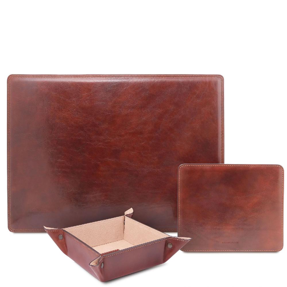 Tuscany Leather Sottomano Da Scrivania Tappetino Per Mouse E Vuotatasche In Pelle