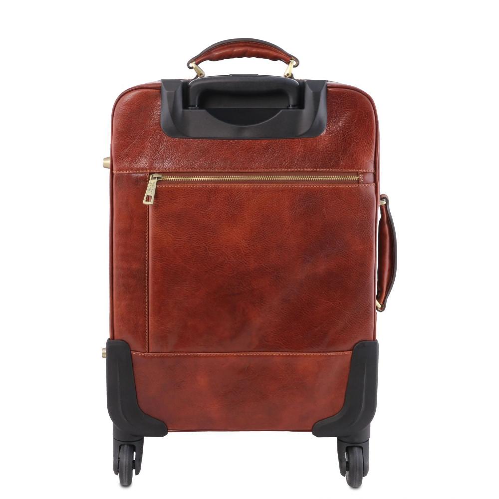 Tuscany Leather Trolley Verticale In Pelle Con 4 Ruote