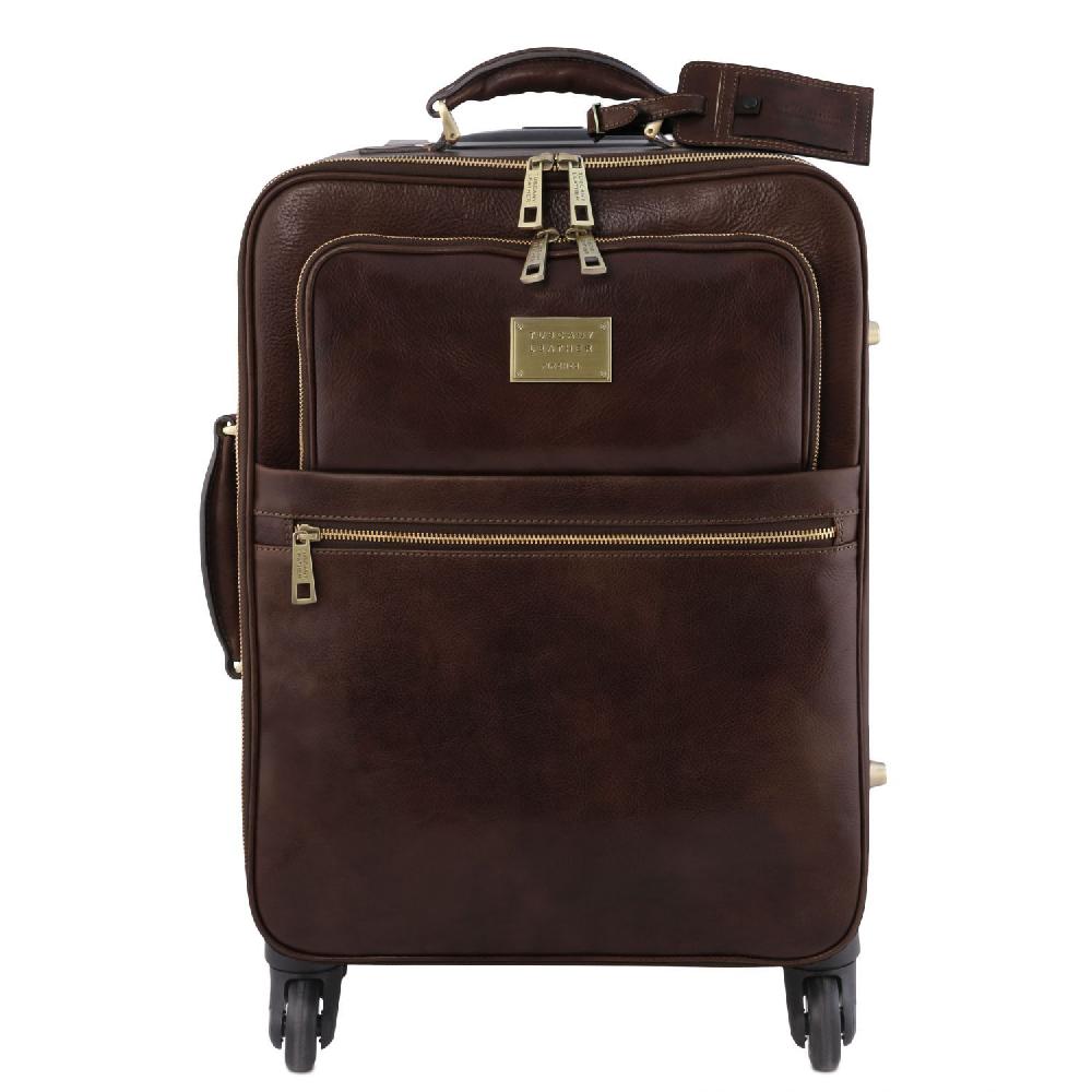 Tuscany Leather Trolley Verticale In Pelle Con 4 Ruote