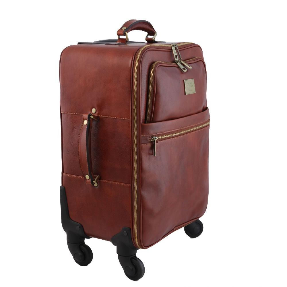 Tuscany Leather Trolley Verticale In Pelle Con 4 Ruote
