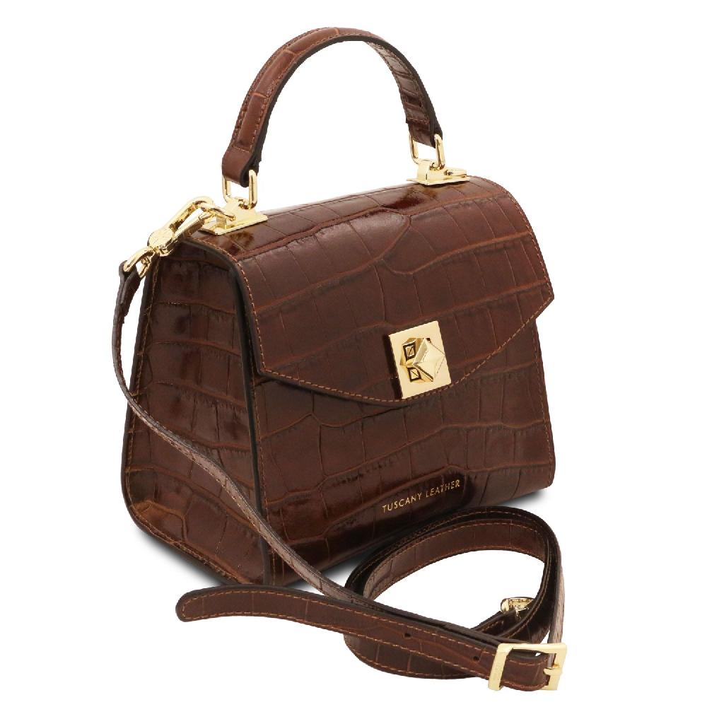 Tuscany Leather Borsa A Mano In Pelle Stampa Cocco
