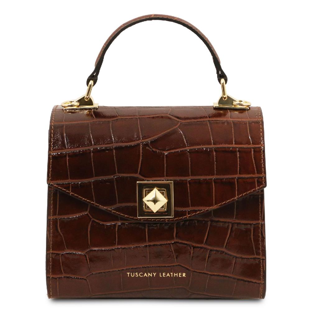 Tuscany Leather Borsa a Mano in Pelle Stampa Cocco