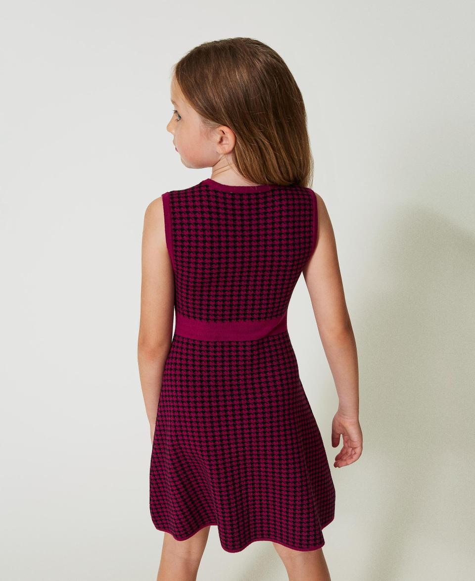 Twin Set Abito Corto In Maglia Jacquard Pied De Poule