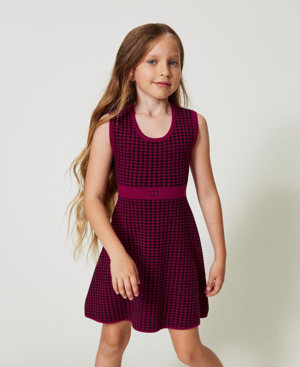 Twin Set Abito corto in maglia jacquard pied de poule