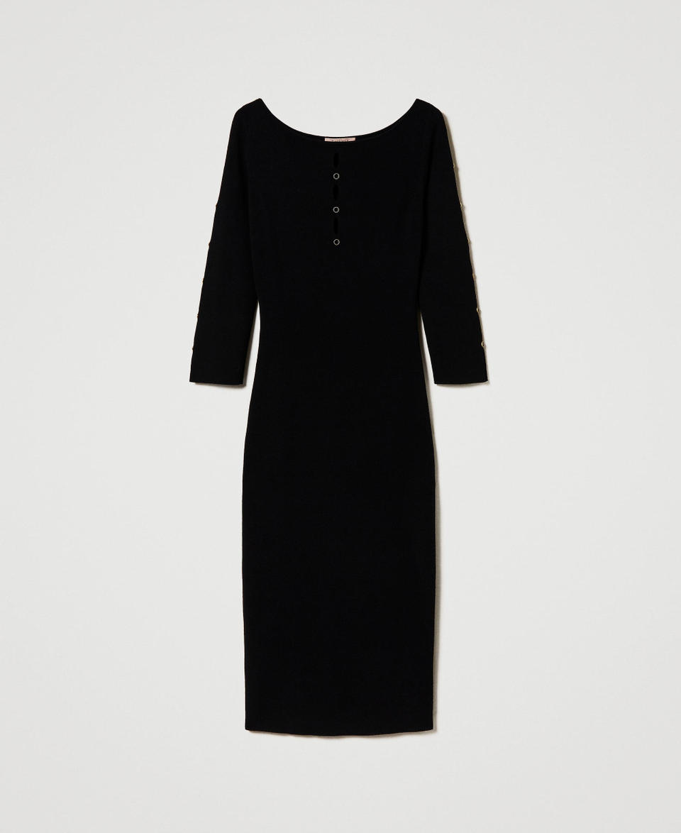 Twin Set Abito Longuette In Maglia Con Cut-out E Borchie