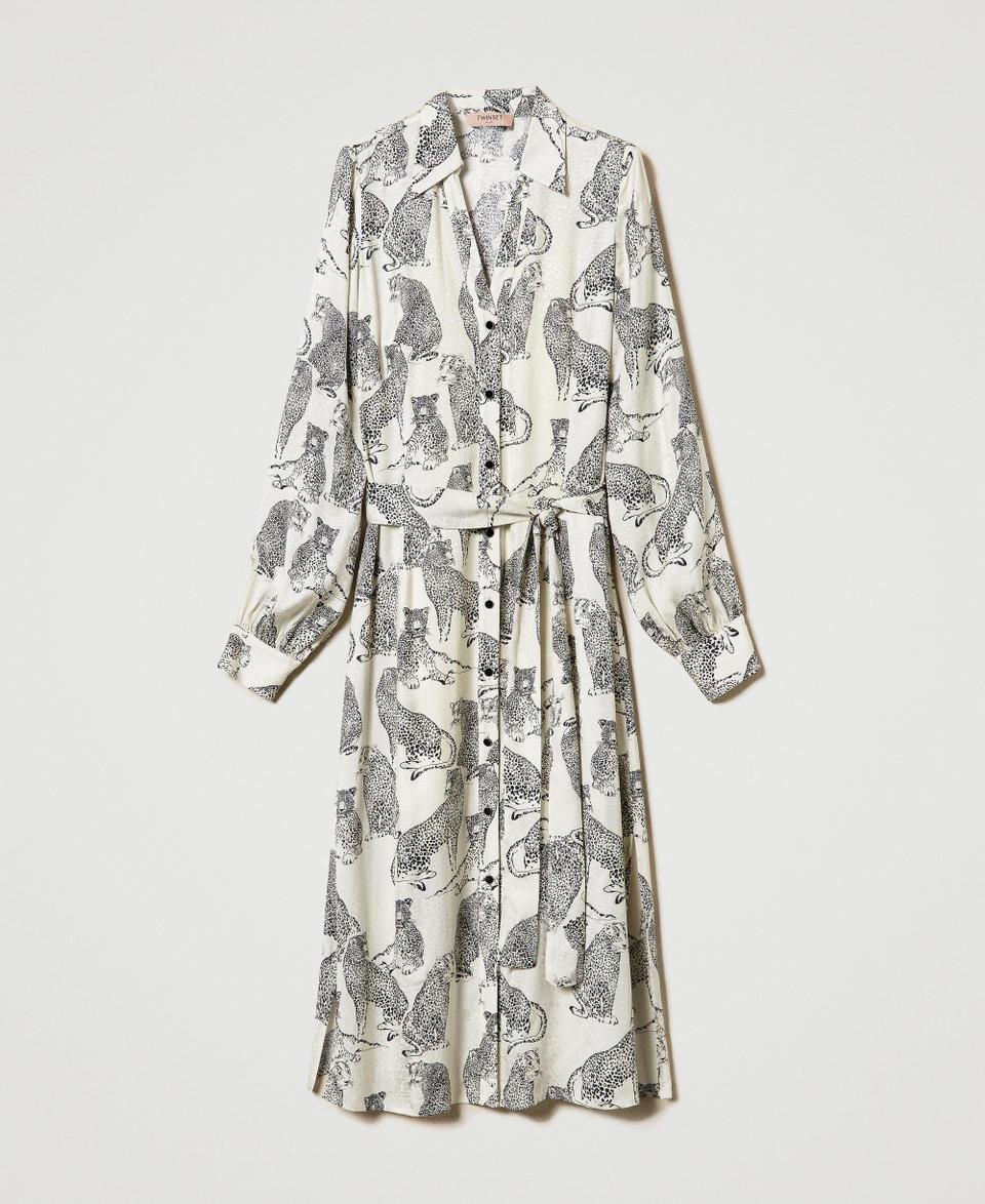 Twin Set Abito Longuette Jacquard Con Stampa Giaguaro