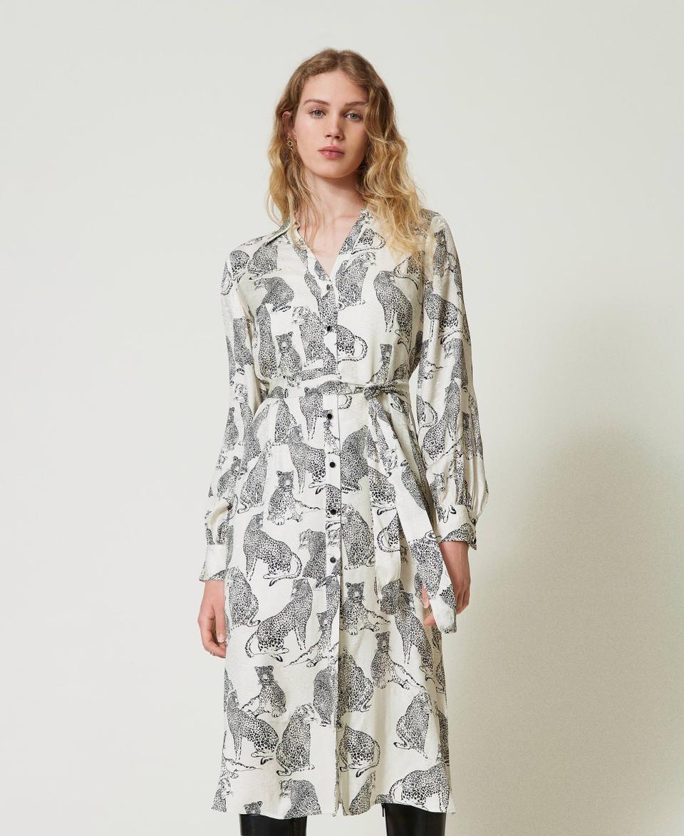 Twin Set Abito Longuette Jacquard Con Stampa Giaguaro