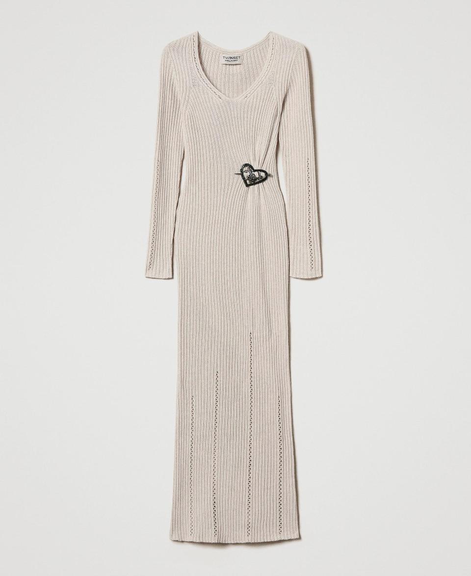 Twin Set Abito Lungo In Filato Treeblend Con Spilla