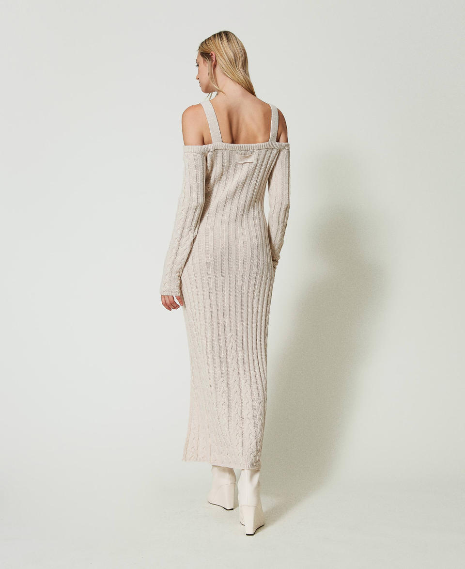 Twin Set Abito Lungo In Filato Treeblend Con Trecce