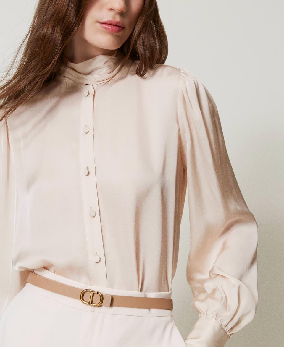 Twin Set Cintura Reversibile Sottile In Pelle Con Oval T