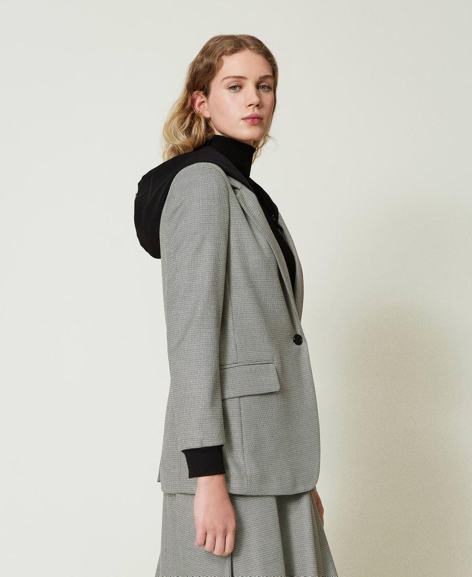 Twin Set Giacca Blazer In Pied De Poule Con Cappuccio