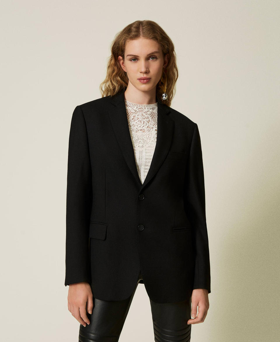 Twin Set Giacca Blazer Sartoriale In Serge Misto Lana