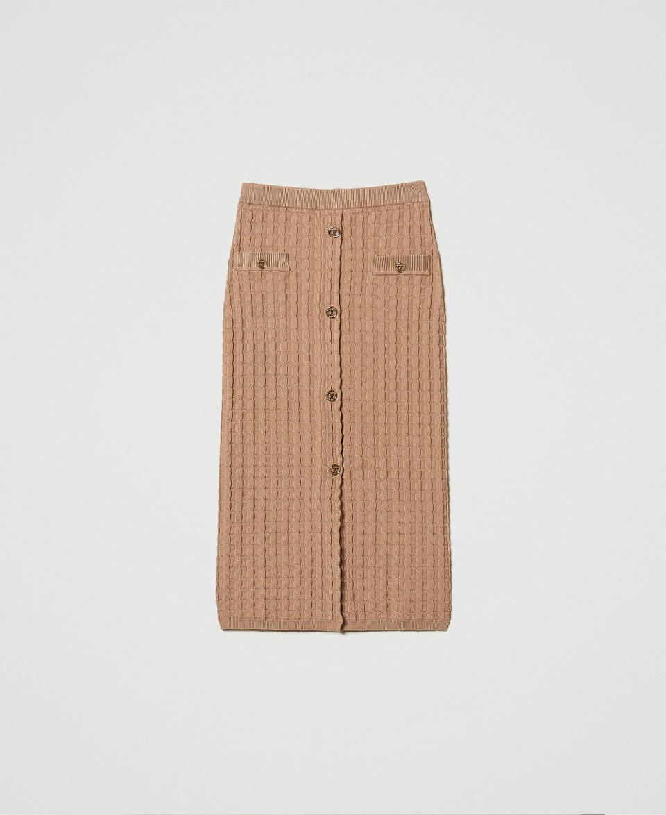 Twin Set Gonna Longuette Fitted In Maglia Con Bottoni