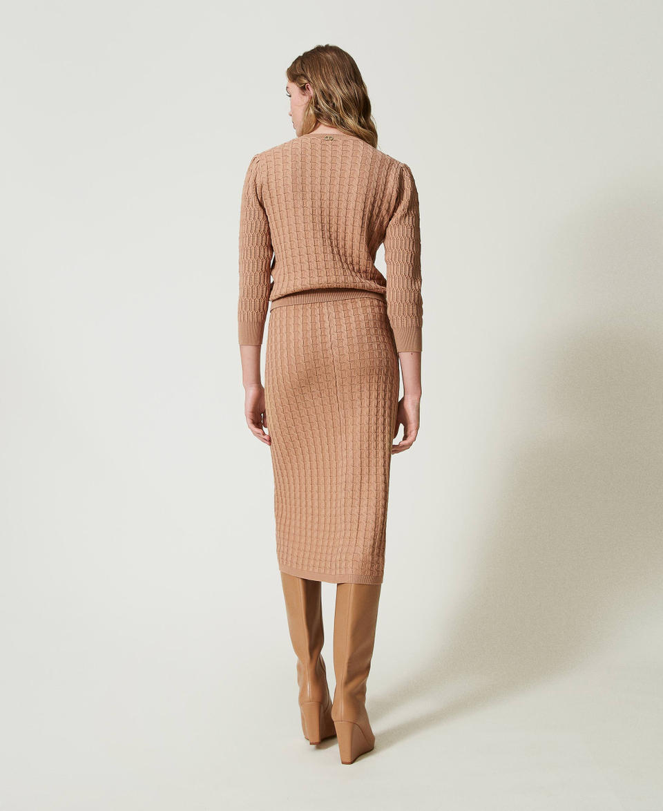 Twin Set Gonna Longuette Fitted In Maglia Con Bottoni