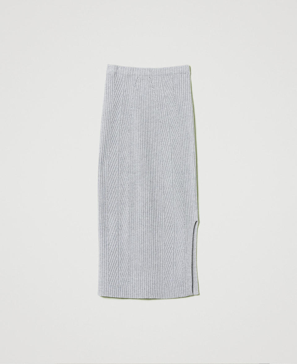 Twin Set Gonna Longuette In Maglia Misto Lana E Lurex