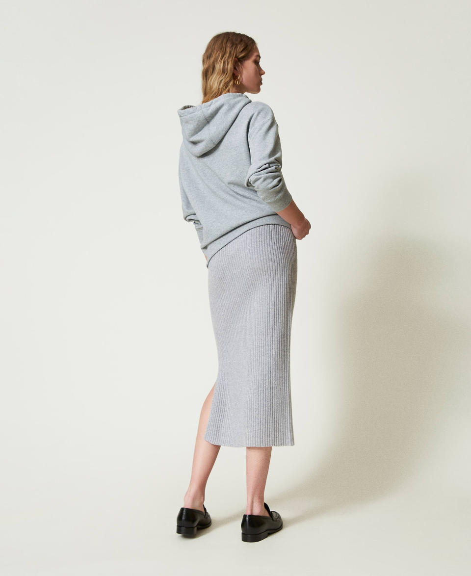 Twin Set Gonna Longuette In Maglia Misto Lana E Lurex